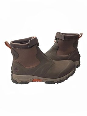 Muck Apex Mid Zip Boots Mens Size 13 Brown Waterproof Ankle Rain Hunting Rubber